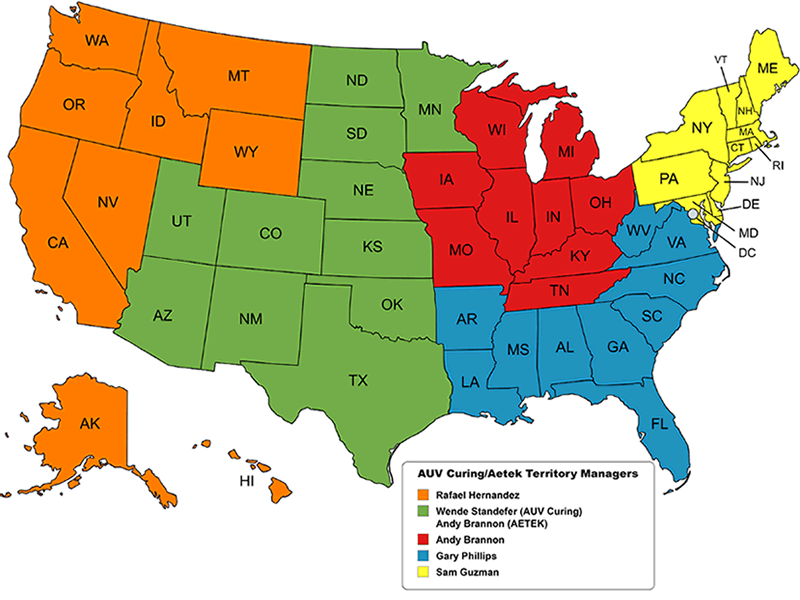 AUV Curing AETEK territory map